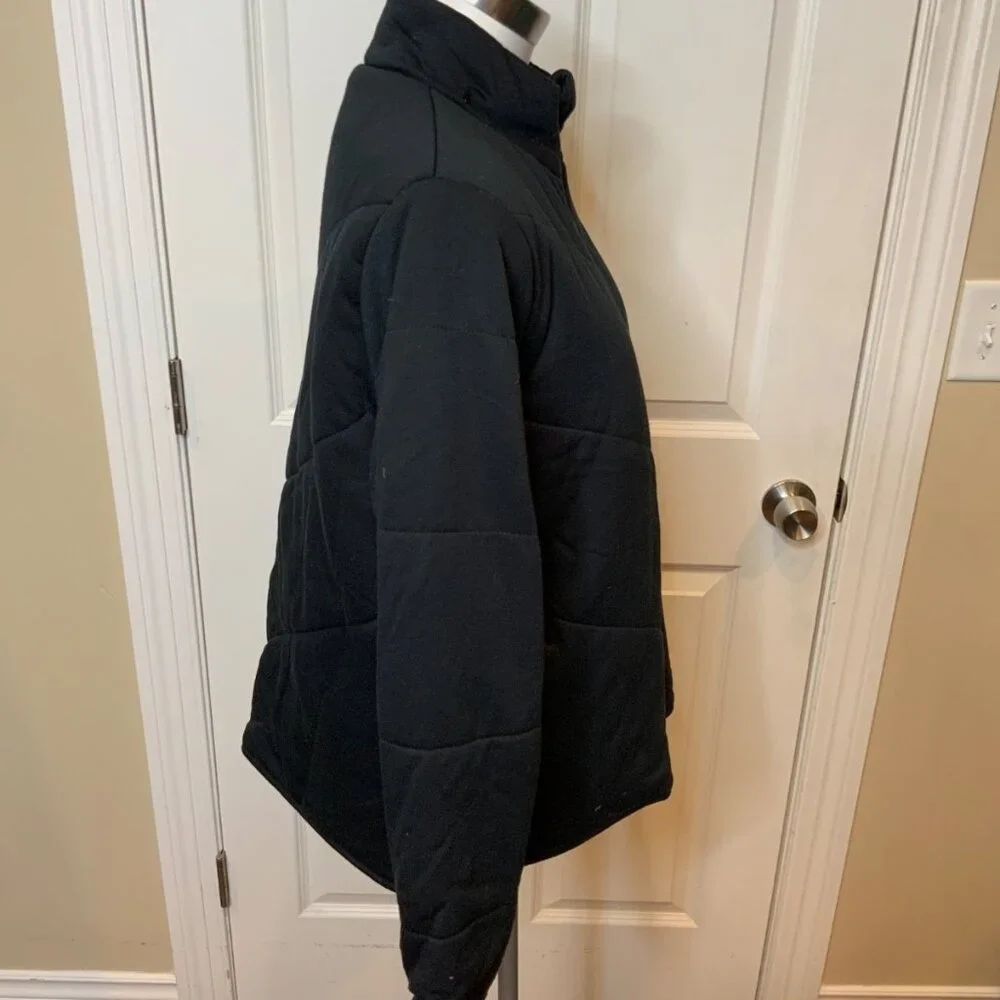 Three Dots Black Quilted Step Hem Knit Zip-Up Jacket, Size XL, NWT!  Size XL